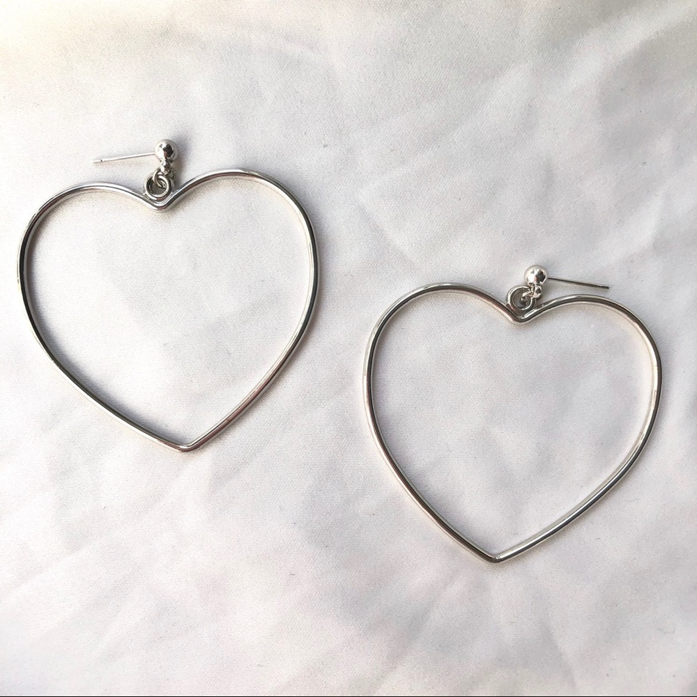 COPY - Silver Heart Hoop Drop Earrings